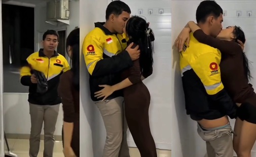Chủ Nhà Thèm Khát, Buộc Cô Gái Phải Hôn Ngay Khi Giao Thức Ăn